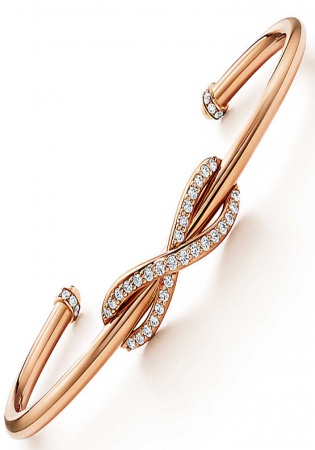 Tiffani infinity cuff 18k rose gold with round brilliant diamonds